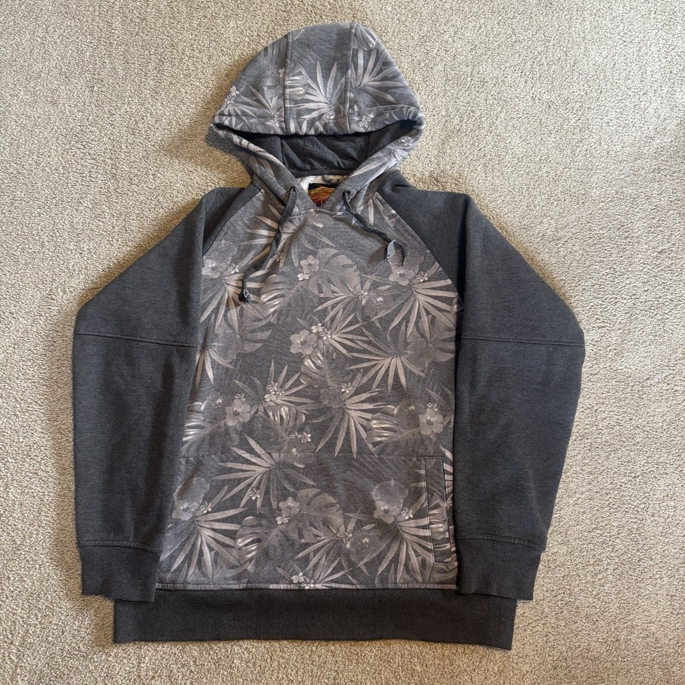Empyre Surplus Co. Men's Grey Tropical Floral Print Pullover Hoodie Size M
